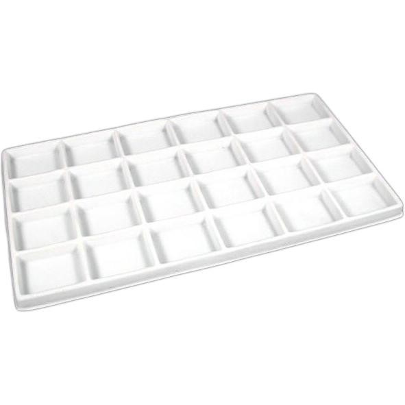 5 White 24 Compartment Display Tray Insert Flocked 14 1/8"