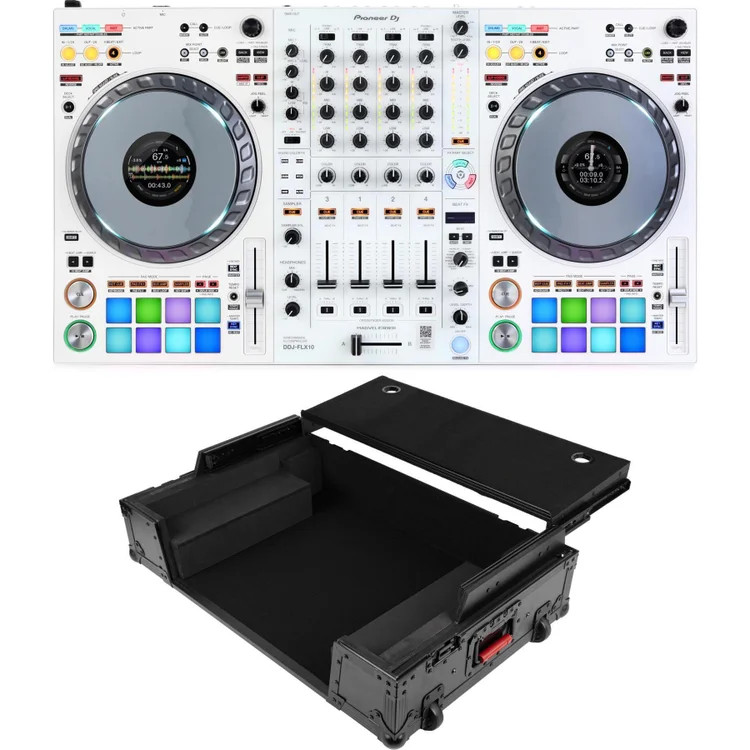 Pioneer DJ DDJ-FLX10 4-deck DJ Controller and Gator Onyx Upper Deck Flight Case