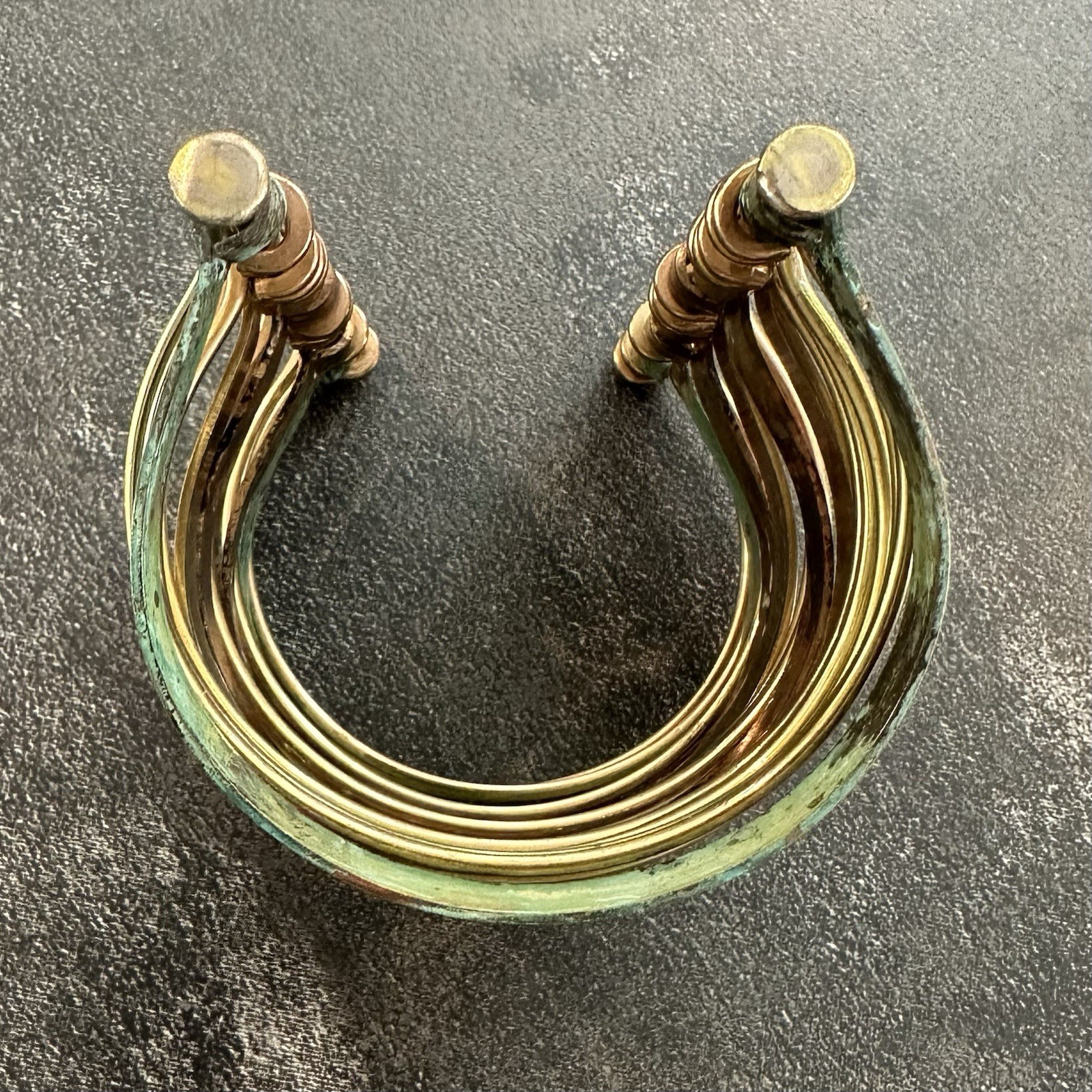 Brass Copper Multicolor Bangle Cuff Bracelet Greenish And Brown