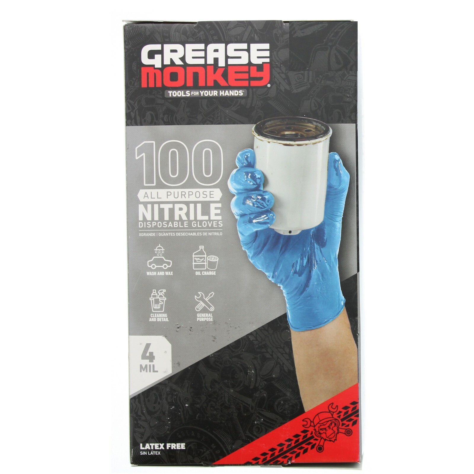 Grease Monkey Disposable Gloves Lot, Nitrile, All Purpose, Latex Free, 4 MIL