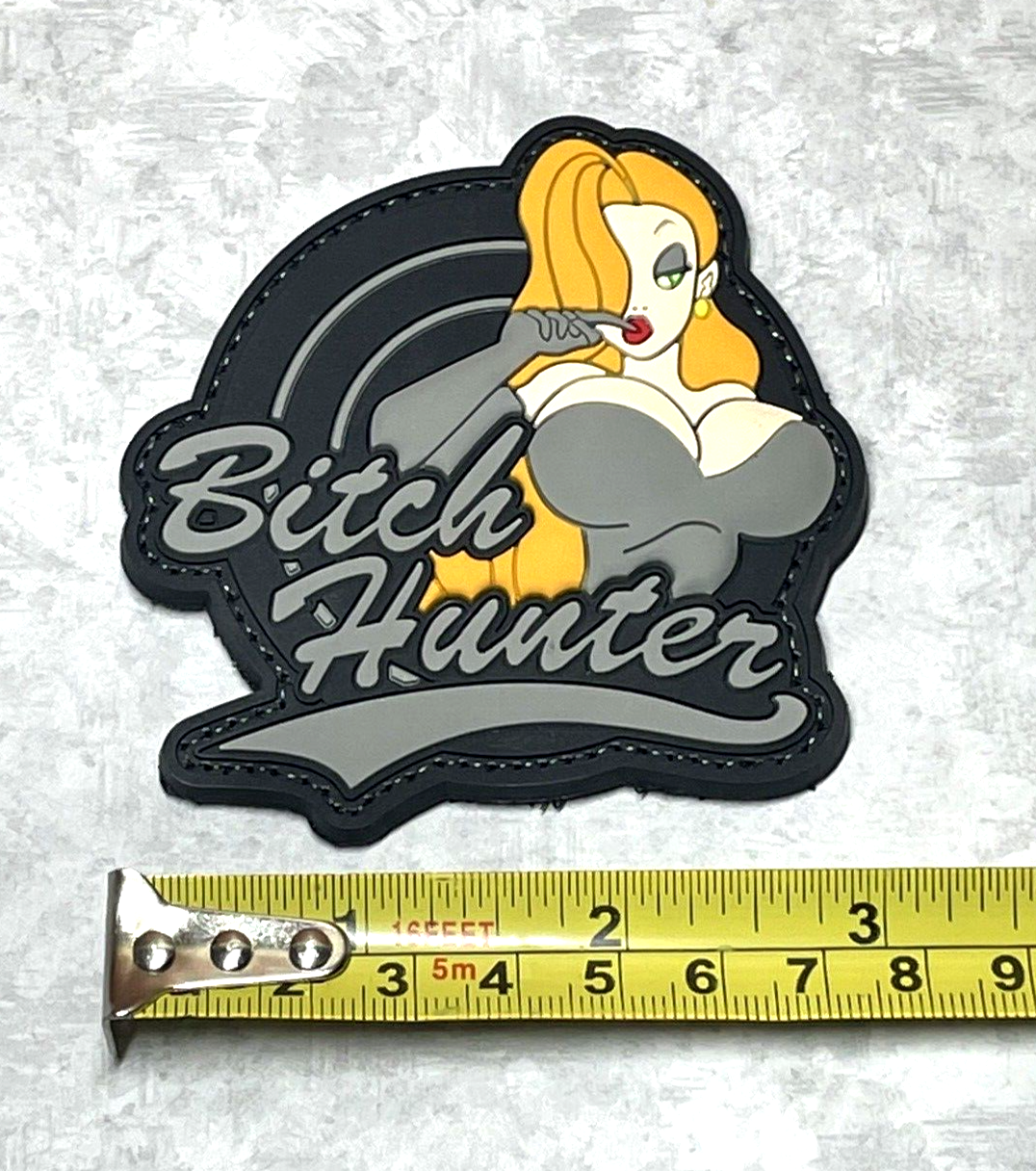 3D Bitch Hunter Titties PVC Patch Hook Backed Black Tactical Morale Rubber Patch