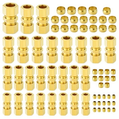 67pcs Brass Compression Tube Pipe Fittings Assortment Kit,
