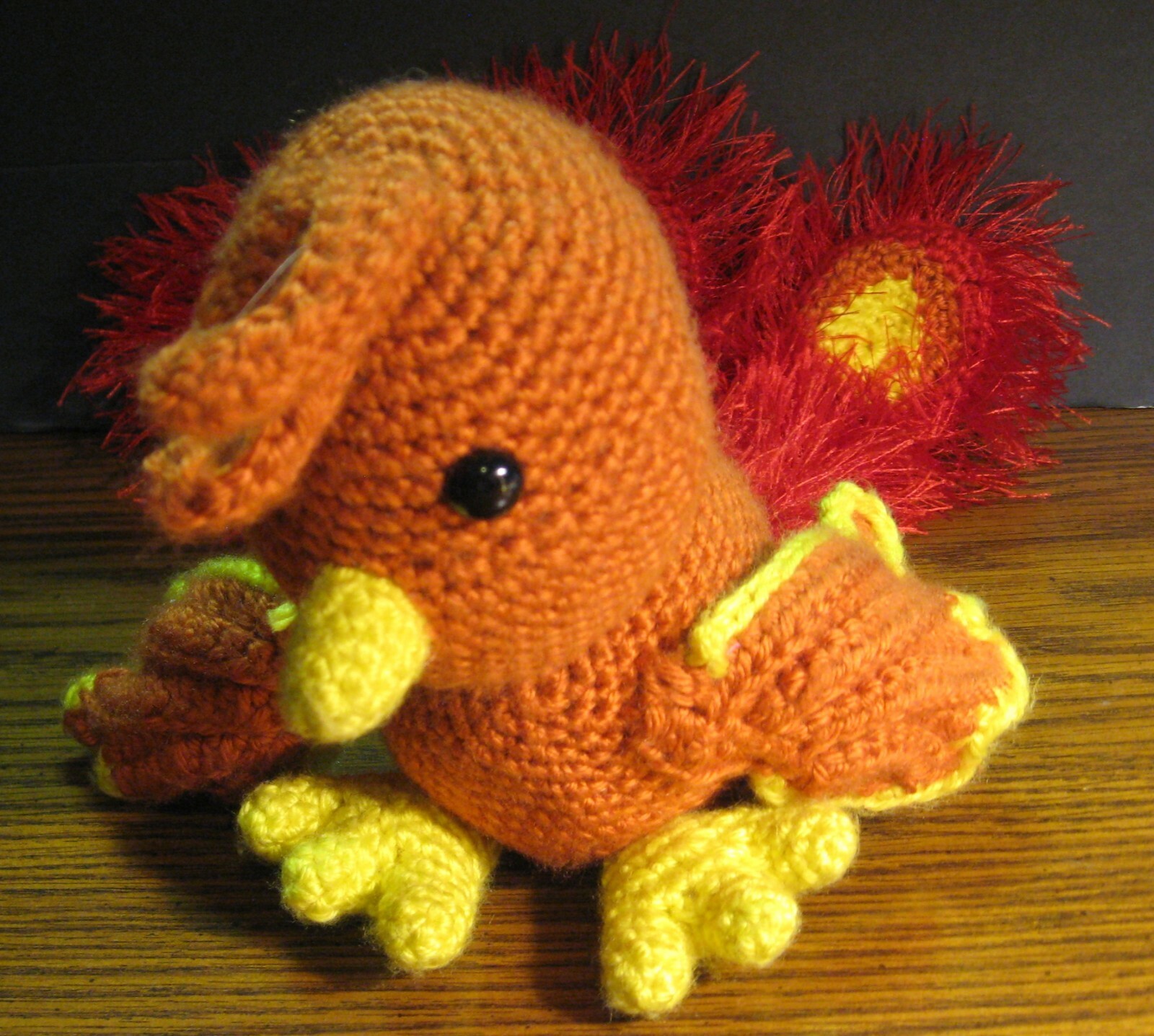 Handmade Beautiful Crochet or Knitted Mythical Phoenix Bird - 15" Head to Tail