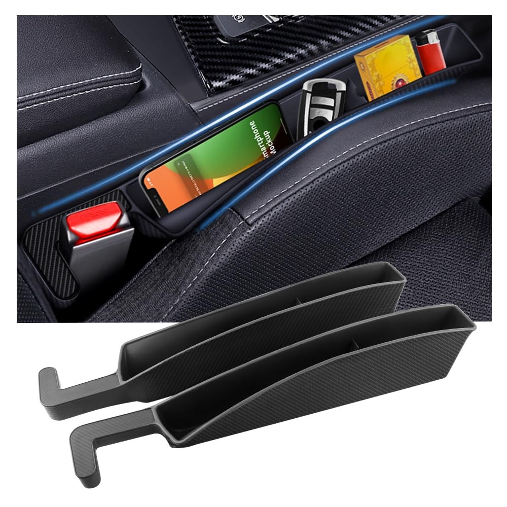 2PCS New Car Seat Gap Filler with 2 15.35x3.36x2.17 inch, Carbon Black