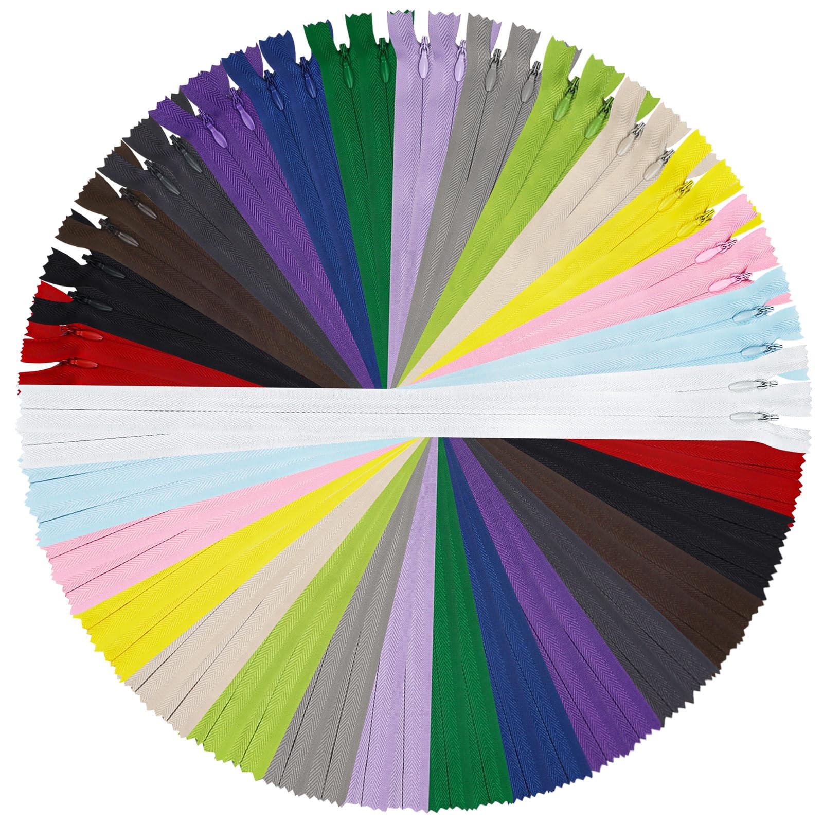 DOITEM 8 10 12 16 20 24 Inch Multicolor Nylon Coil Zippers 10inch, 15 Colors