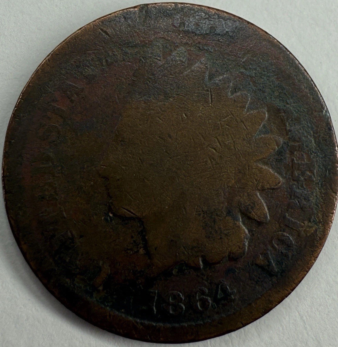 1864 Bronze Indian Head Cent Exact Coin Imaged #IND837