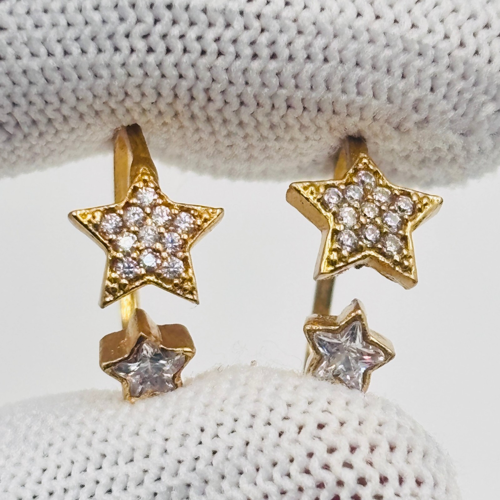 Gold Tone Open Adjustable Toe Ring with Star Design & Artificial White Stone