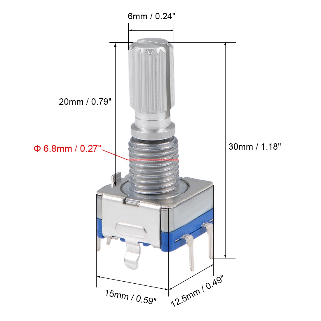 360 Degree Rotary Encoder Code Switch Potentiometer EC11 7 Pins 20mm 2pcs