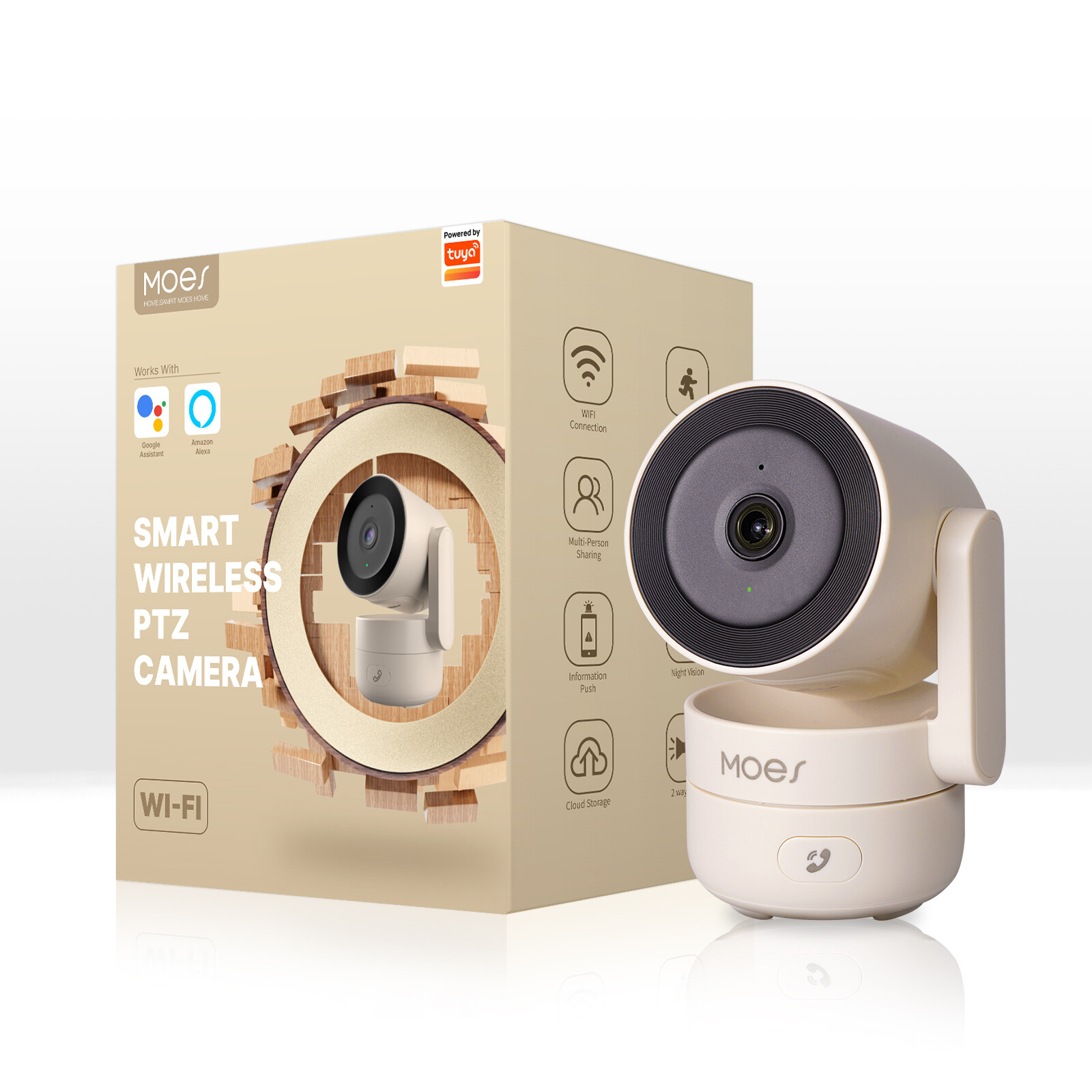 MOES WiFi 360° Smart Security Camera 4MP HD Night Vision Motion Sound Detection