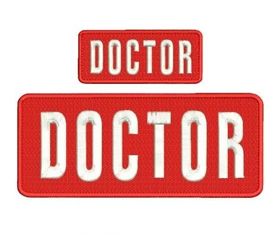 Doctor embroidery patch 4x10 and 2x5 hook all red white letters