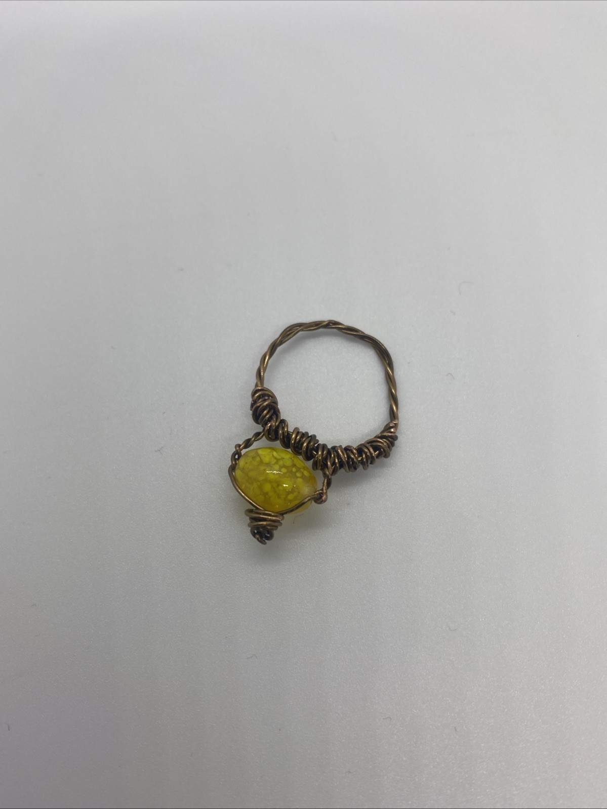 Yellow Bead Twist Ring