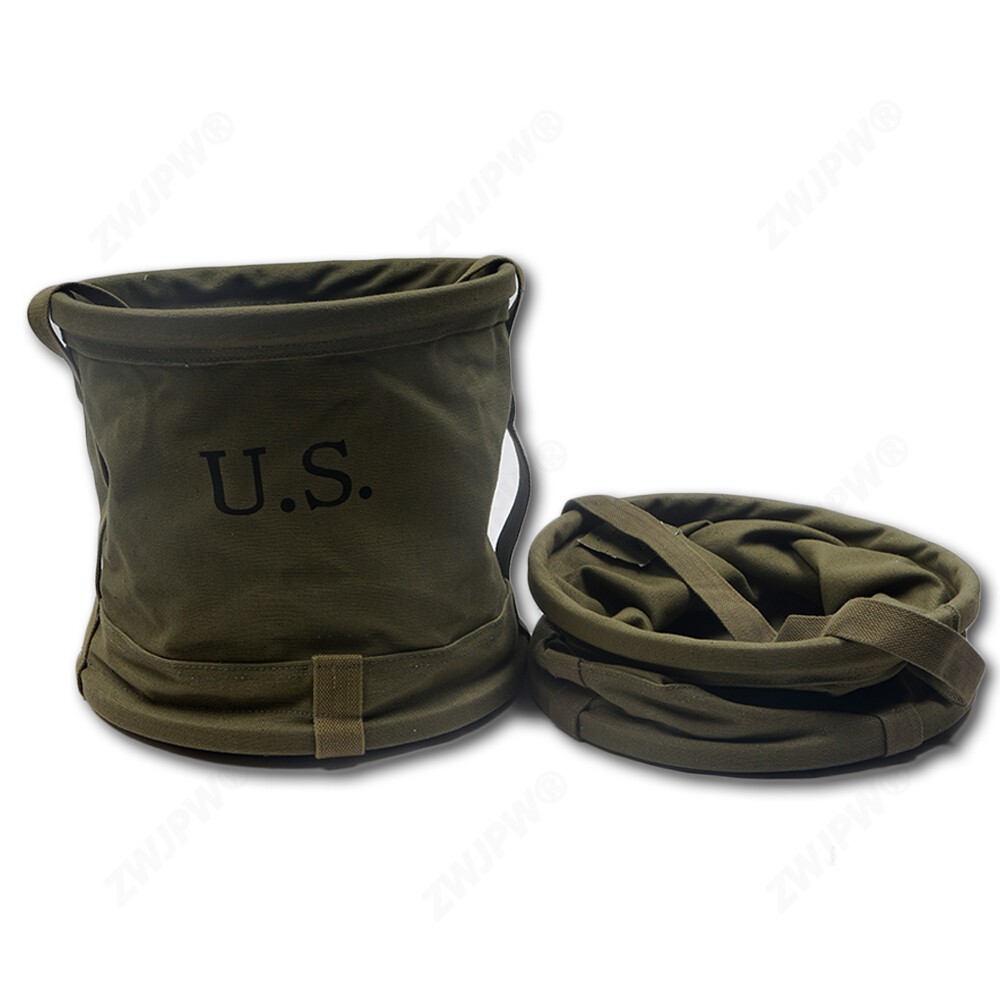 US Military Canvas Water Bucket Portable Folding Water Storage Vessel Green 18L