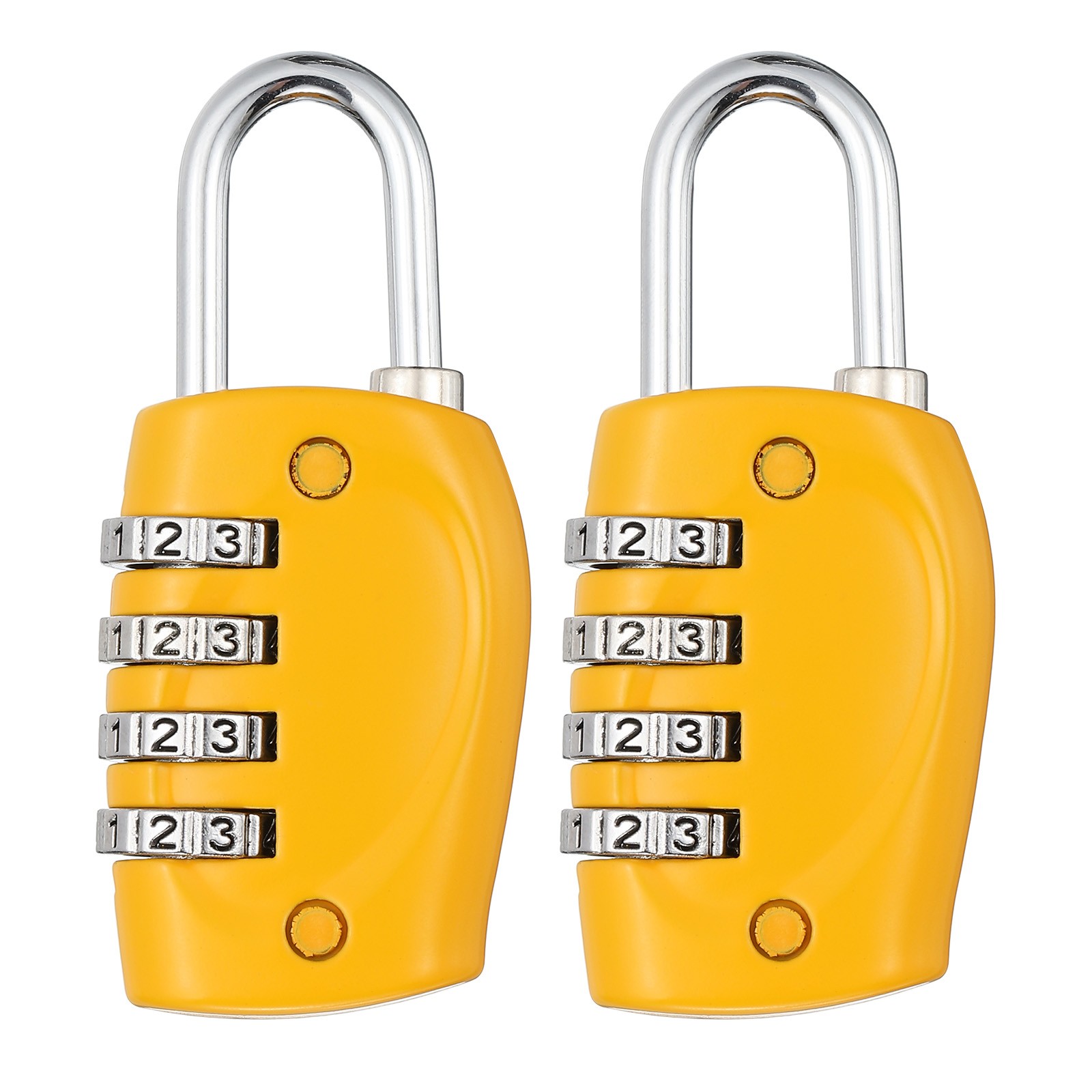 Combination Lock, 2Pcs 4 Digit Outdoor Padlock Waterproof Locker Lock, Yellow