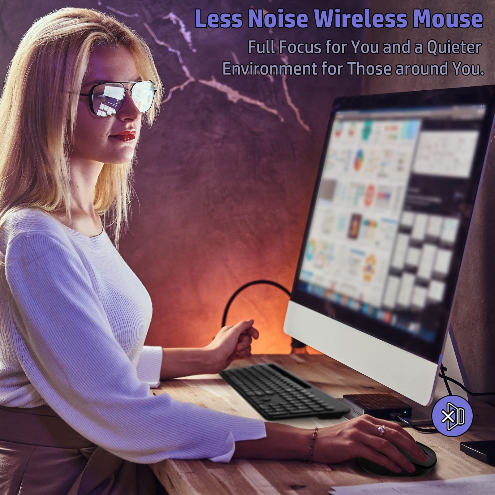 LeadsaiL Wireless Keyboard and Mouse, Full-Sized Ergonomic Computer Keyboard ...