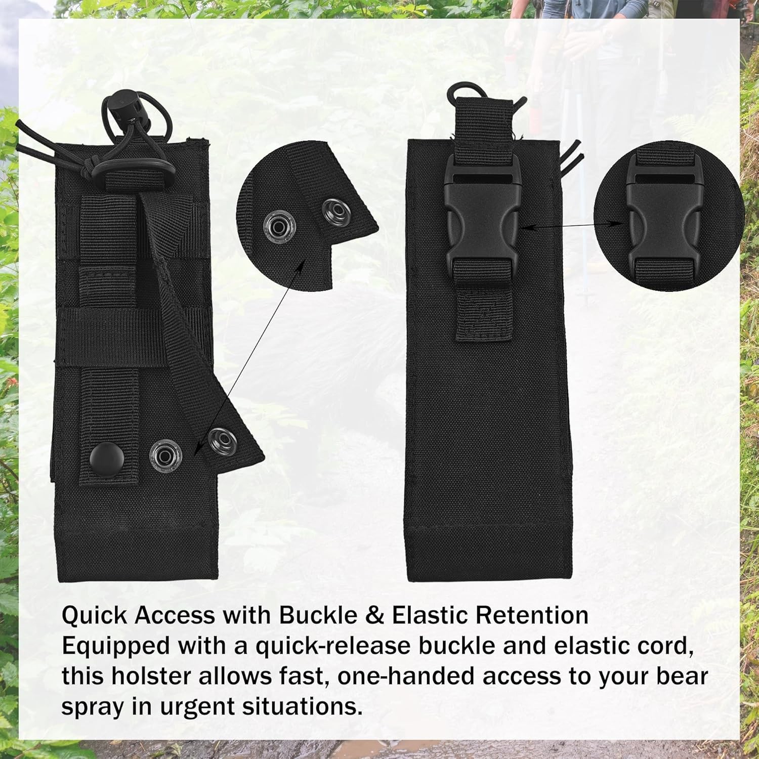 Bear Spray Holster Fits 7.9, 9.2 & 10.2oz Canisters, Quick Release Outdoor Pouch