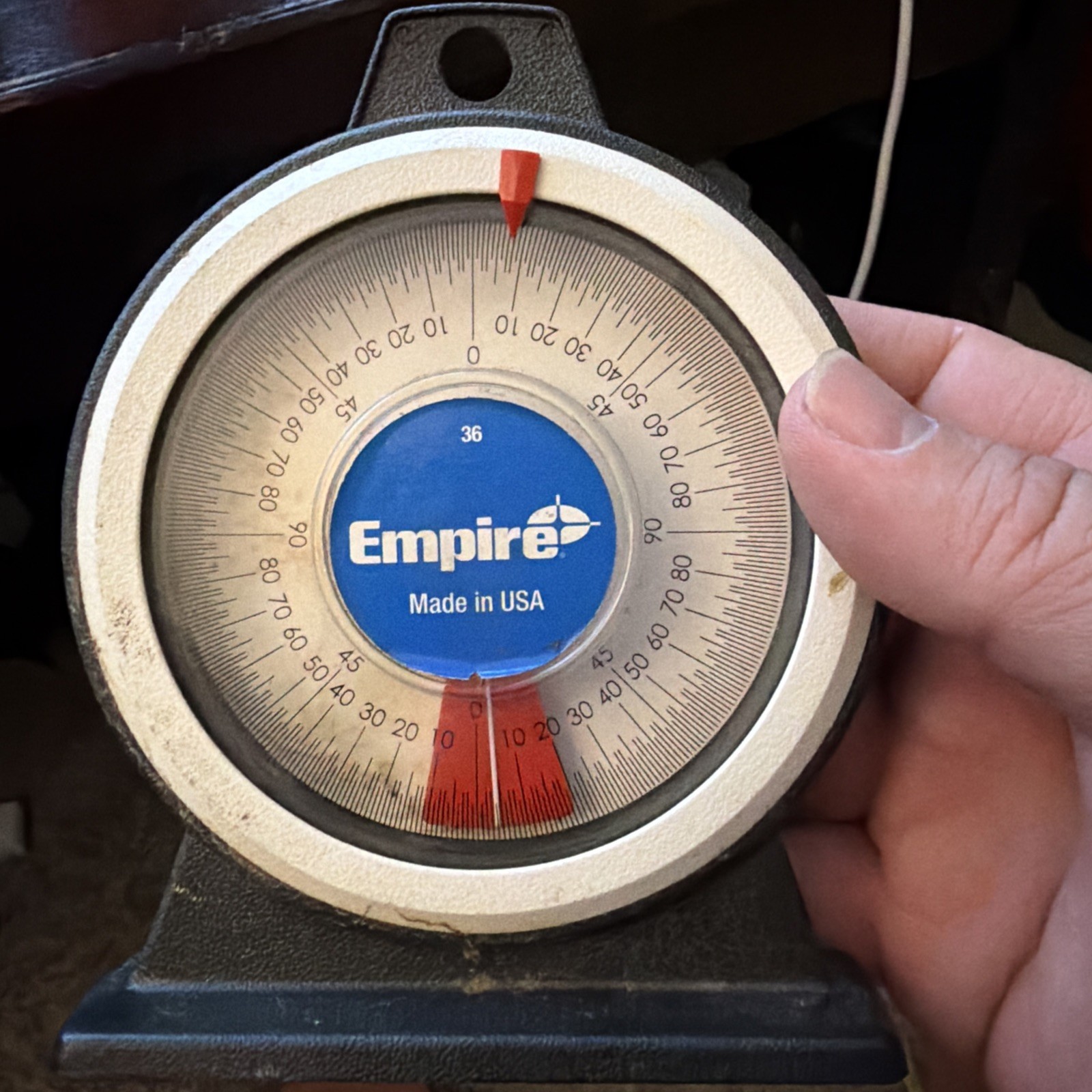 Empire 36 Magnetic Base Polycast Protractor – 360° Dial, Adjustable Pointer