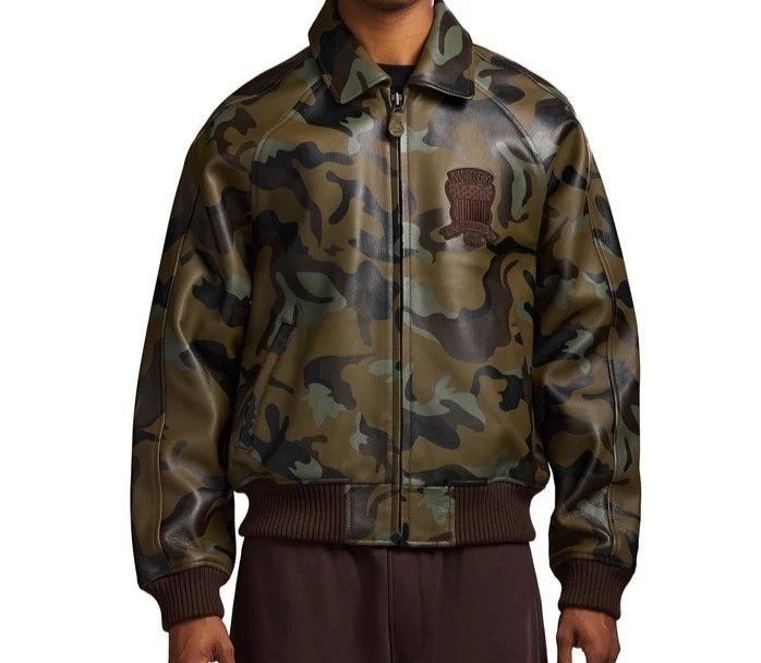 Men's Avirex USA CAMO ICON Limited Edition Flight Bomber Cowhide Leather Jacket