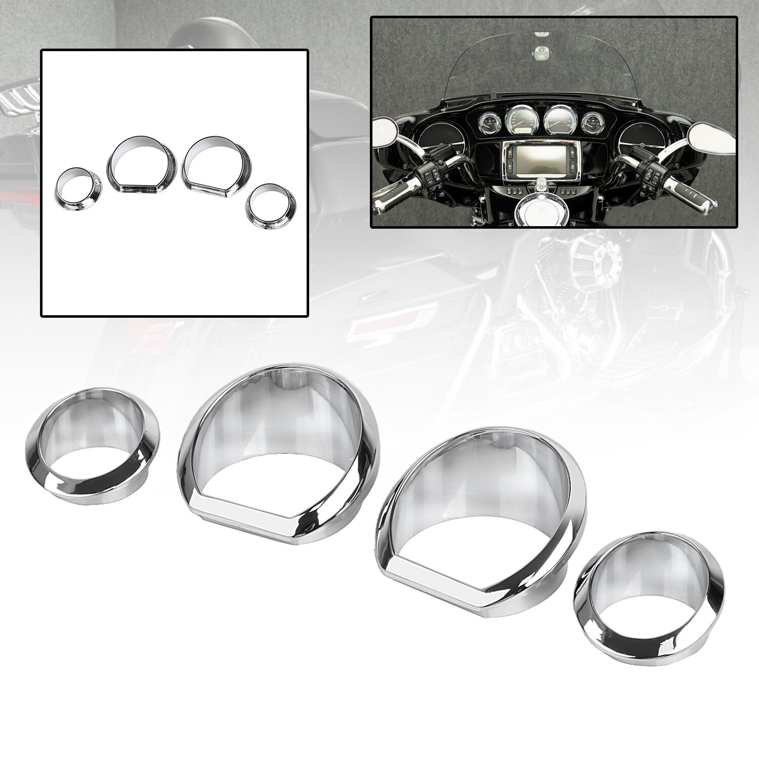 Motorcycle Gauge Bezel Trim Kit Fit For Harley Ultra Limited FLHTK Street Glide