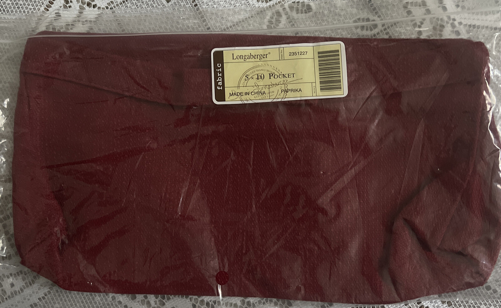 Longaberger 5 X 10" Pocket Liner - Paprika