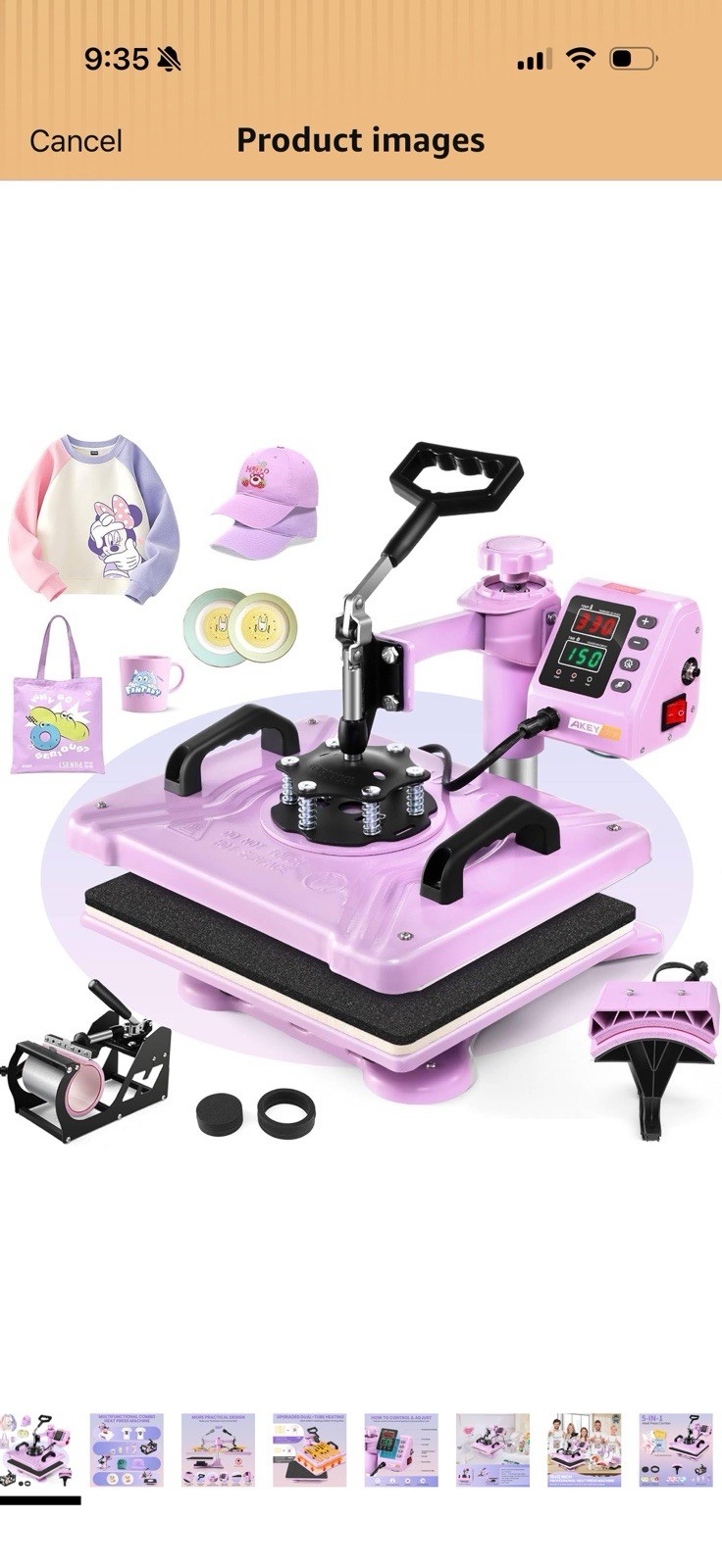 AKEDIY Heat Press, 5 In 1 Tshirt Press Machine 15” X 12” 360 Swing Away Digital