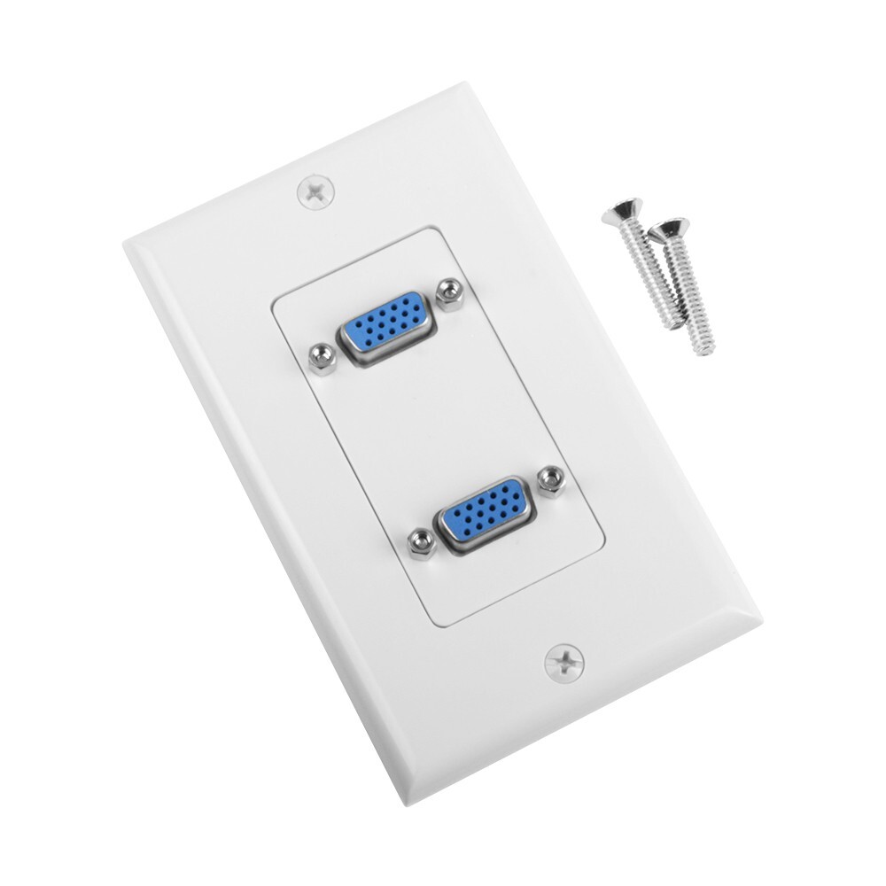Construct Pro Wall Plate with Dual Female VGA Pass Throughs (White)