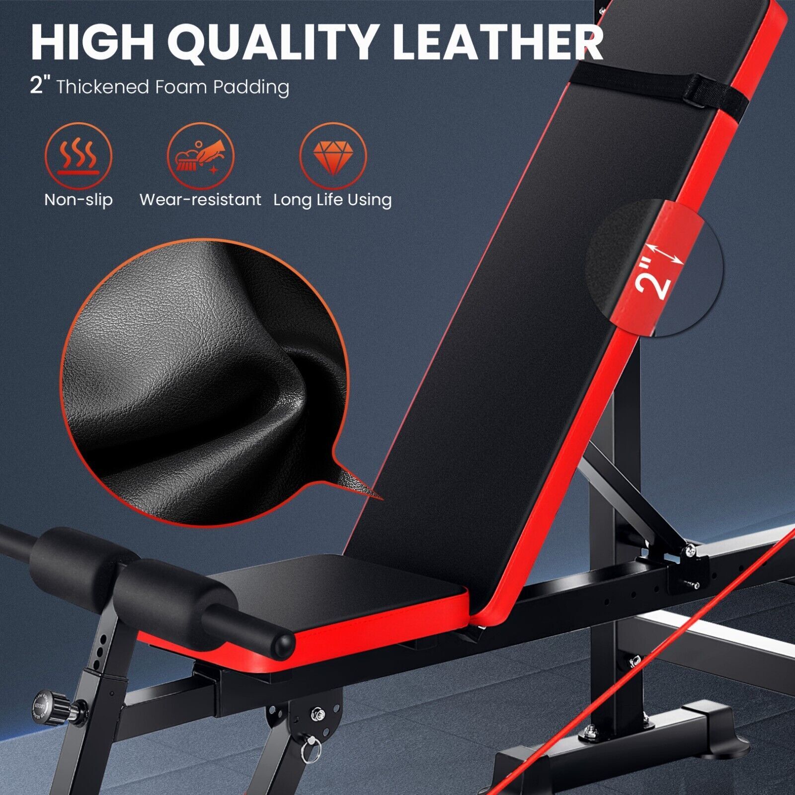 600lbs Adjustable Weight Bench Set w/Squat Barbell Rack^Foldable Workout Bench💪