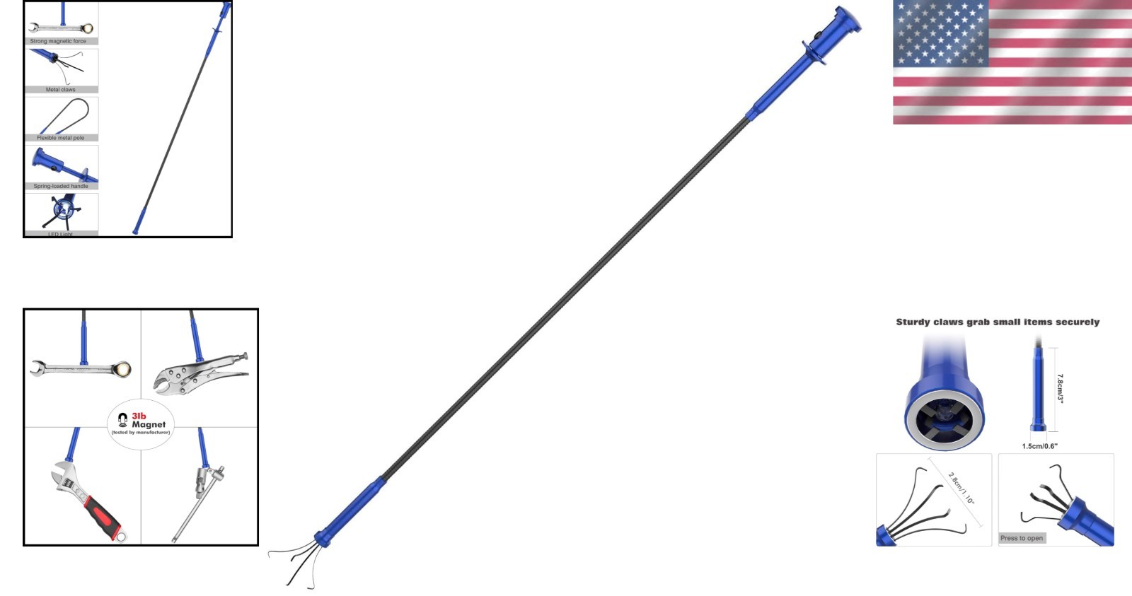 Bendable Magnetic Pickup Tool with LED Lights - Ultimate Reaching Assist Tool