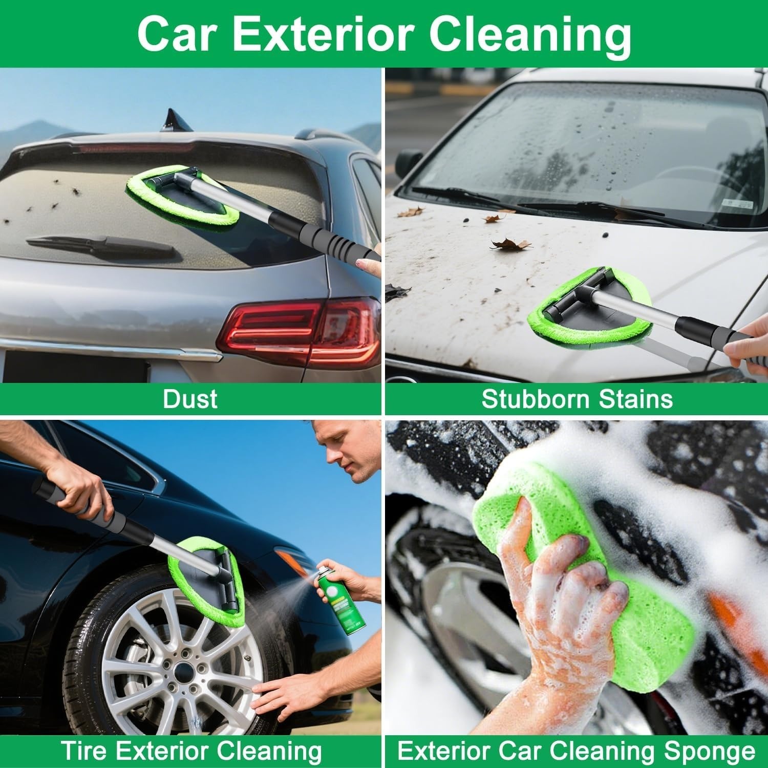 2 Pack Window Windshield Cleaning Tool Microfiber Car Wiper Cleaner Glass Brush