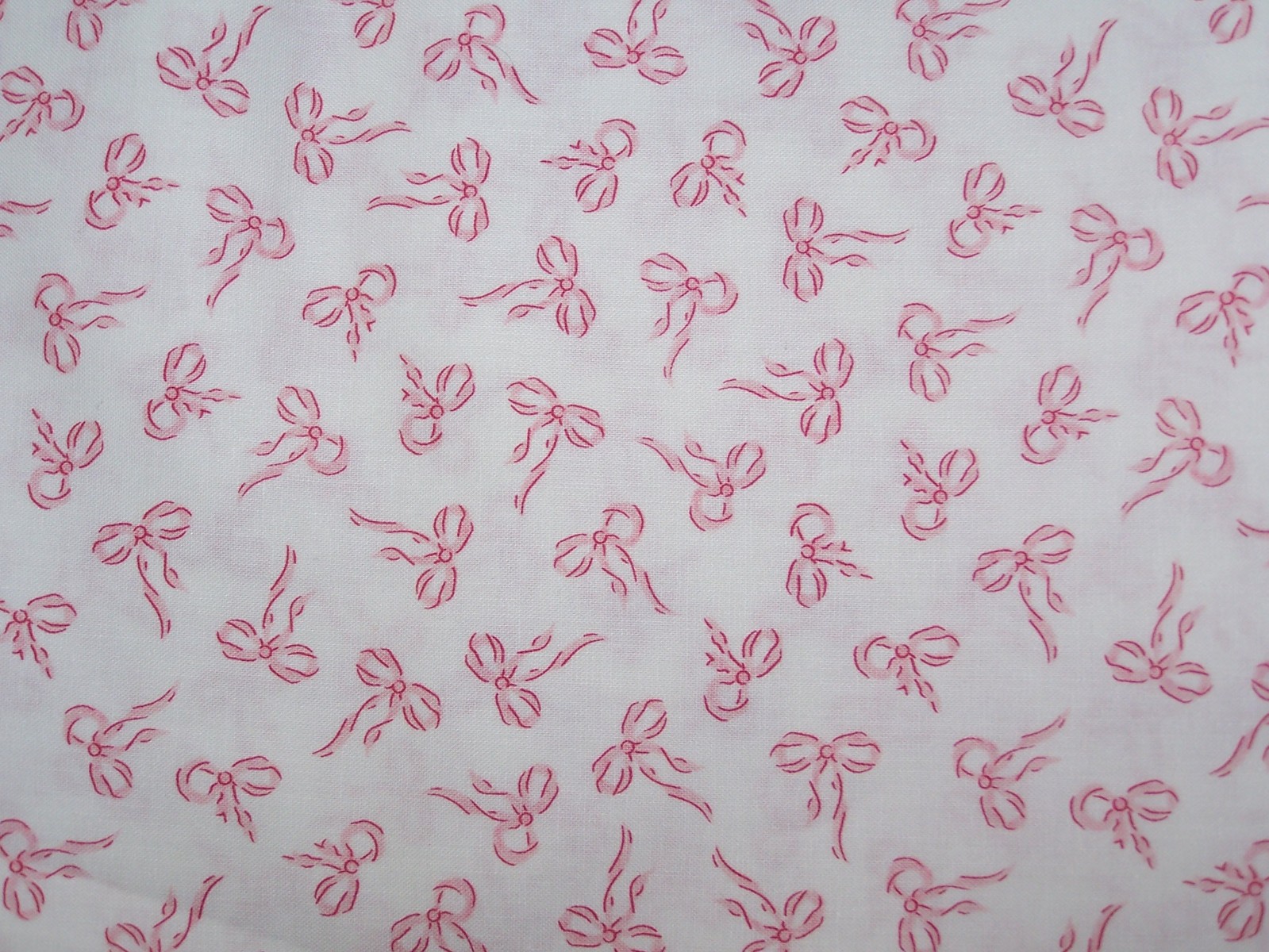 9 X 21 inches Pink  bow  Cotton Fabric scrap