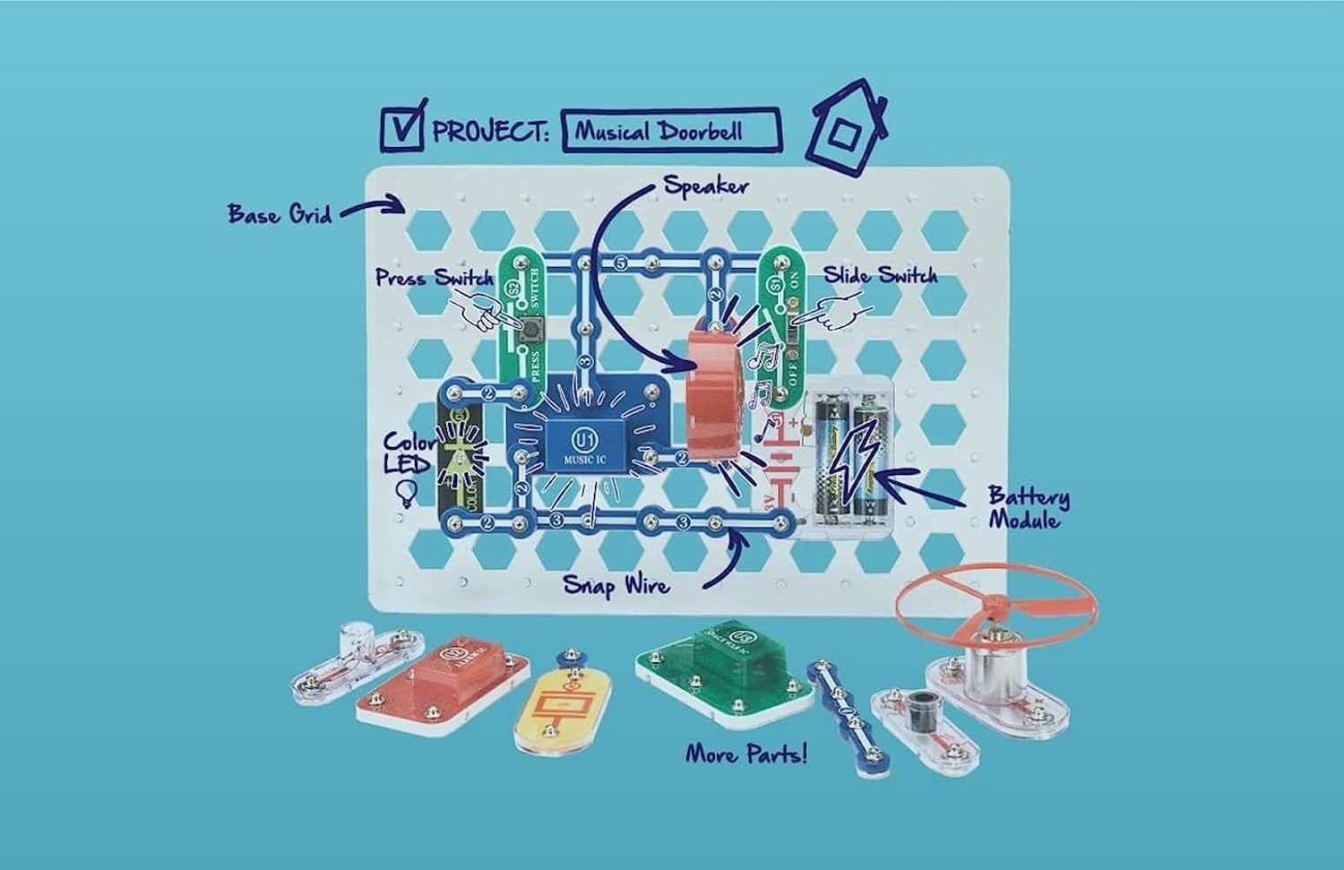 Snap Circuits Jr. SC-100 Electronics Exploration Kit, Over 100 100 Projects