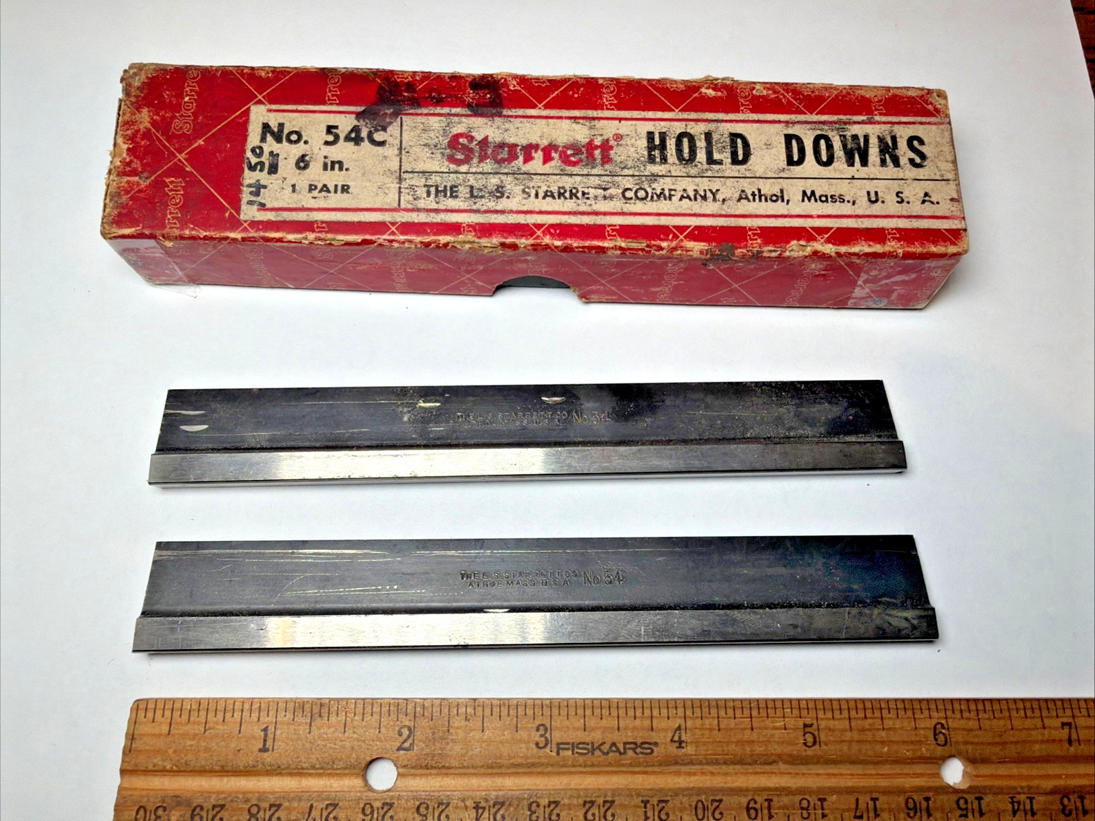 Starrett 54C Pair Steel Hold Downs 6"  Tapere & Box Machinist Tool Maker Milling