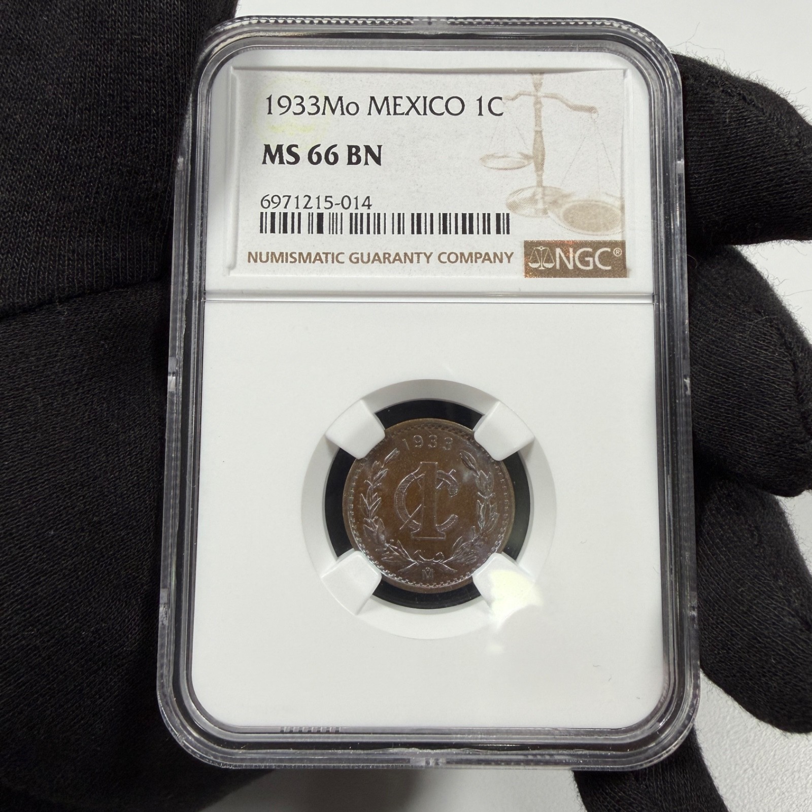 Mexico - 1 Centavo - 1933 Mo NGC MS 66 BN Top Pop 2/0 Toned!