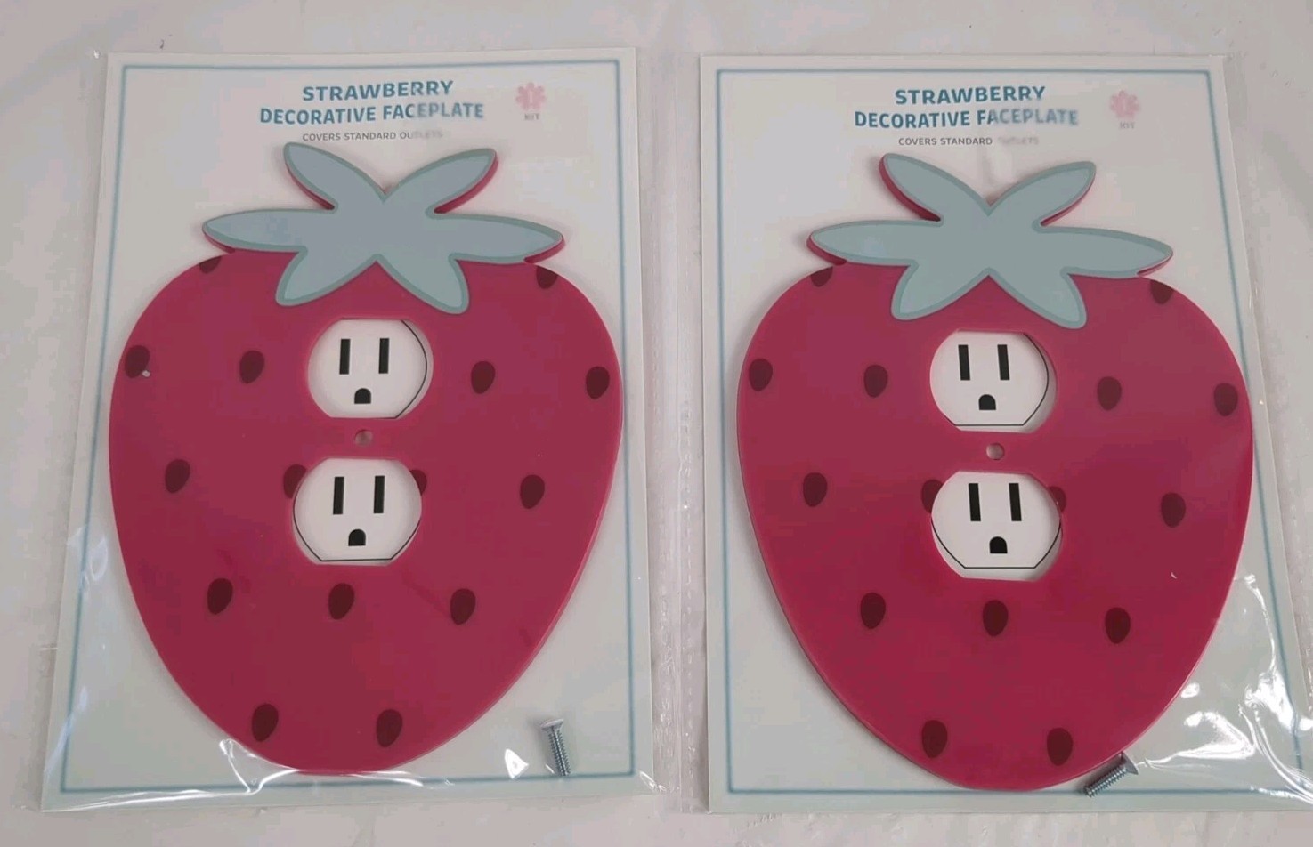 Lot of 2 Strawberry 🍓 Fun Decorative Faceplate Standard Outlet Covers NEW