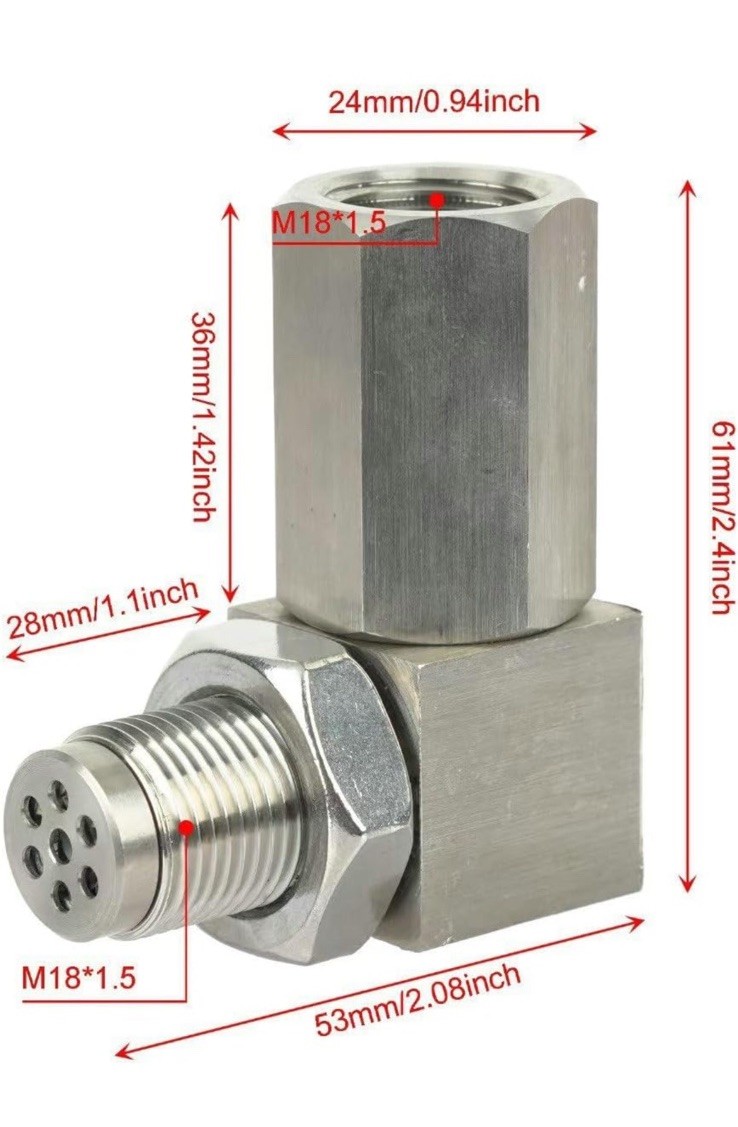 1pc Stainless Catalizador /sensor 90 degree Adapter Fitting