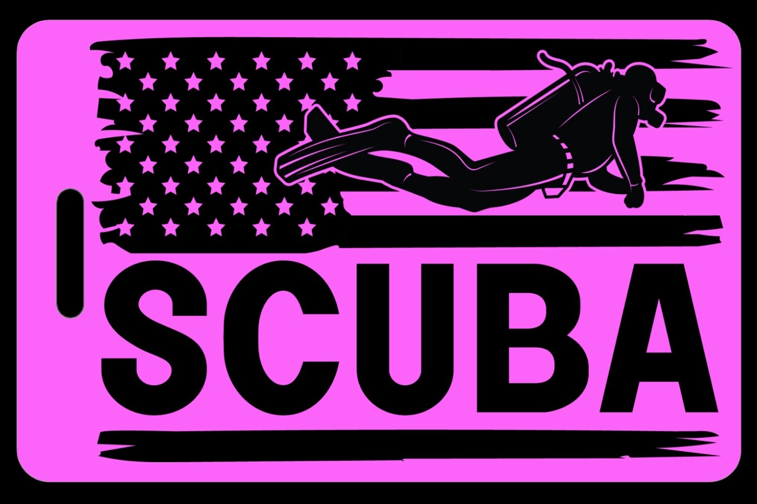 Personalized Hi-Viz Pink US Flag with SCUBA Luggage/Gear Bag Tag