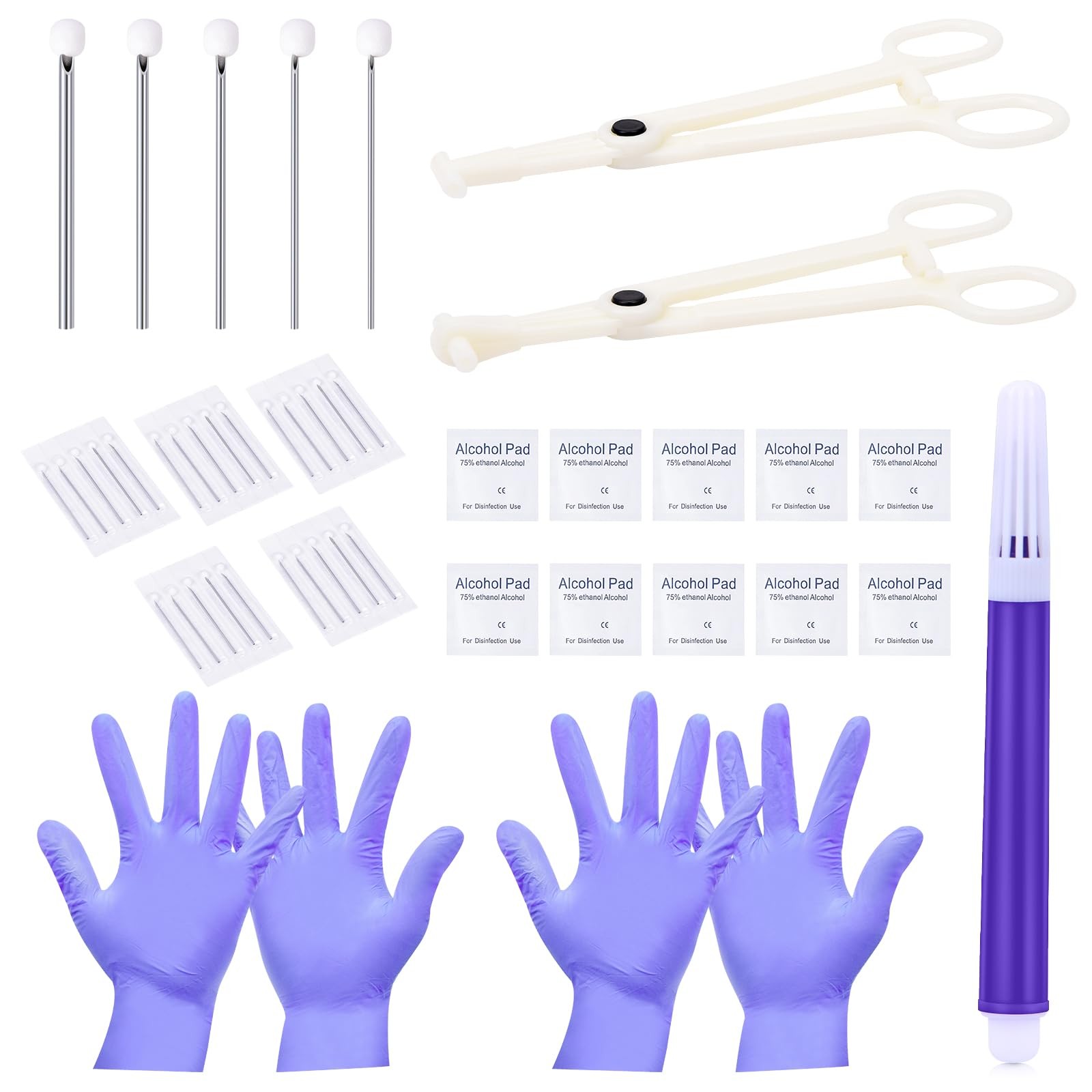 DJCIW 40PCS Mixed Piercing Needles Nose Ear Piercing Kit with Disposable Clam...