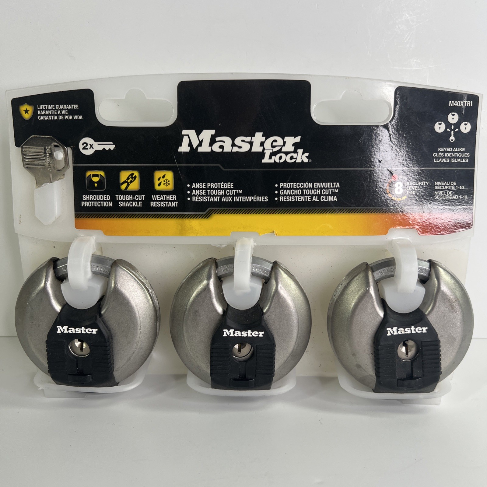 Master Lock Shrouded Padlock 3 Pack New Keyed Alike M40XTRI (one Key)