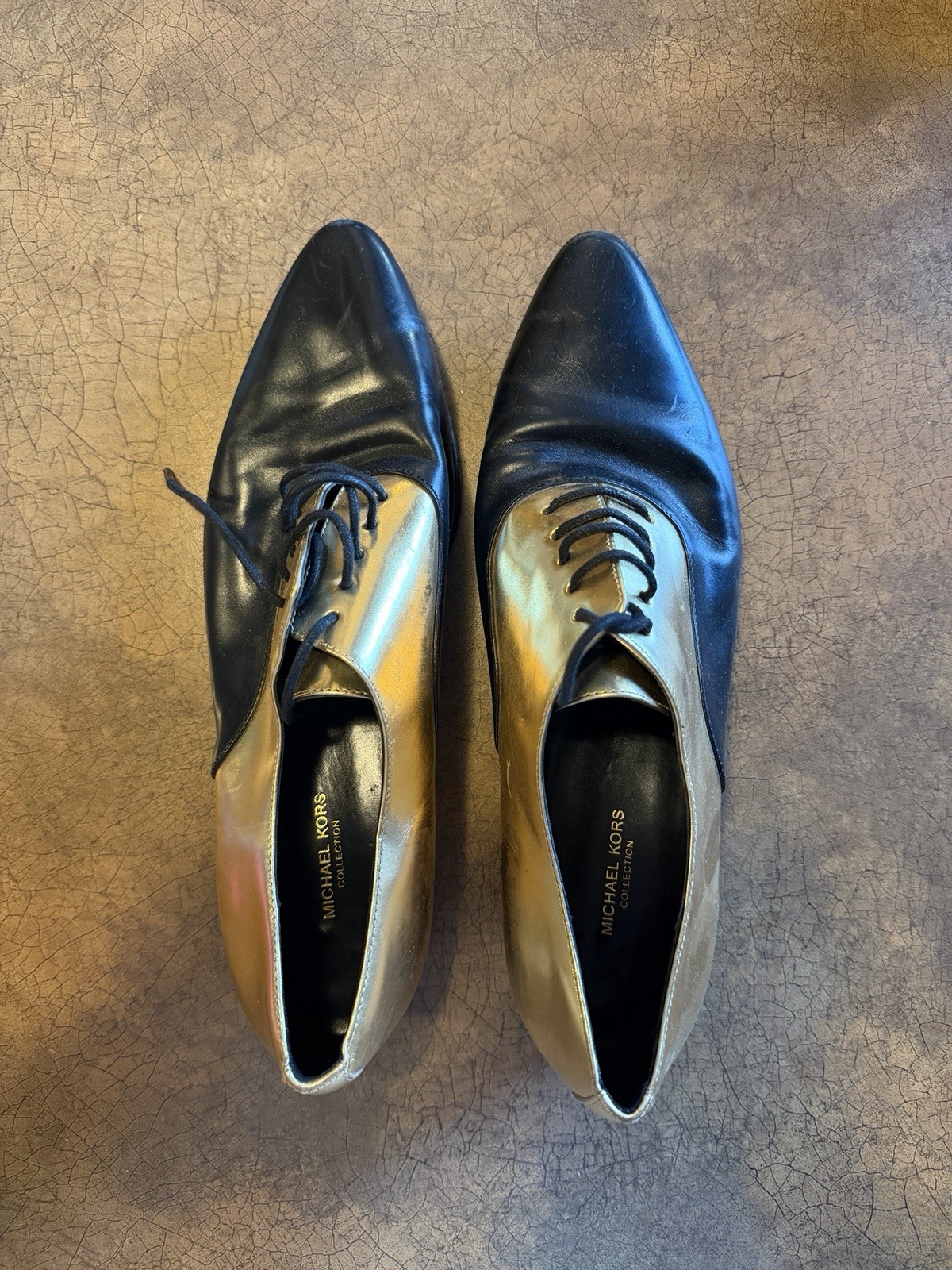 Women’s Michael Kors Vero Cuoio Black Gold Dress Shoes 38 1/2