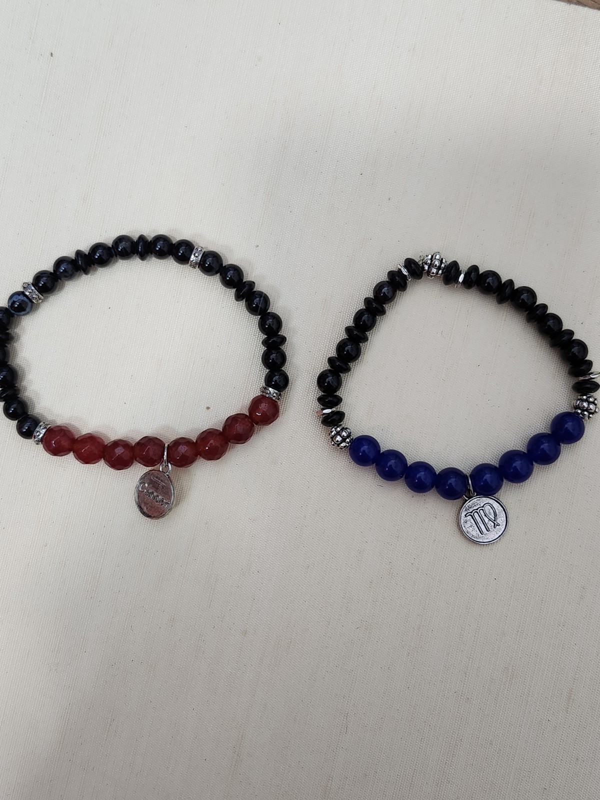 Handmade Sapphire Virgo Or Ruby Cancer Beaded Zodiac Bracelets