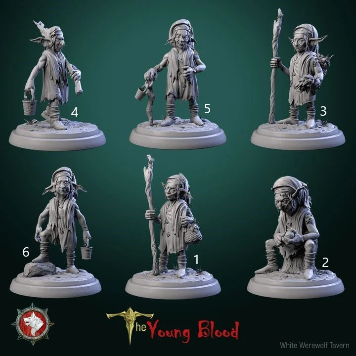 Elven Servants Set (Set of 6) - 28mm Heroic The - Resin Tabletop Miniatures