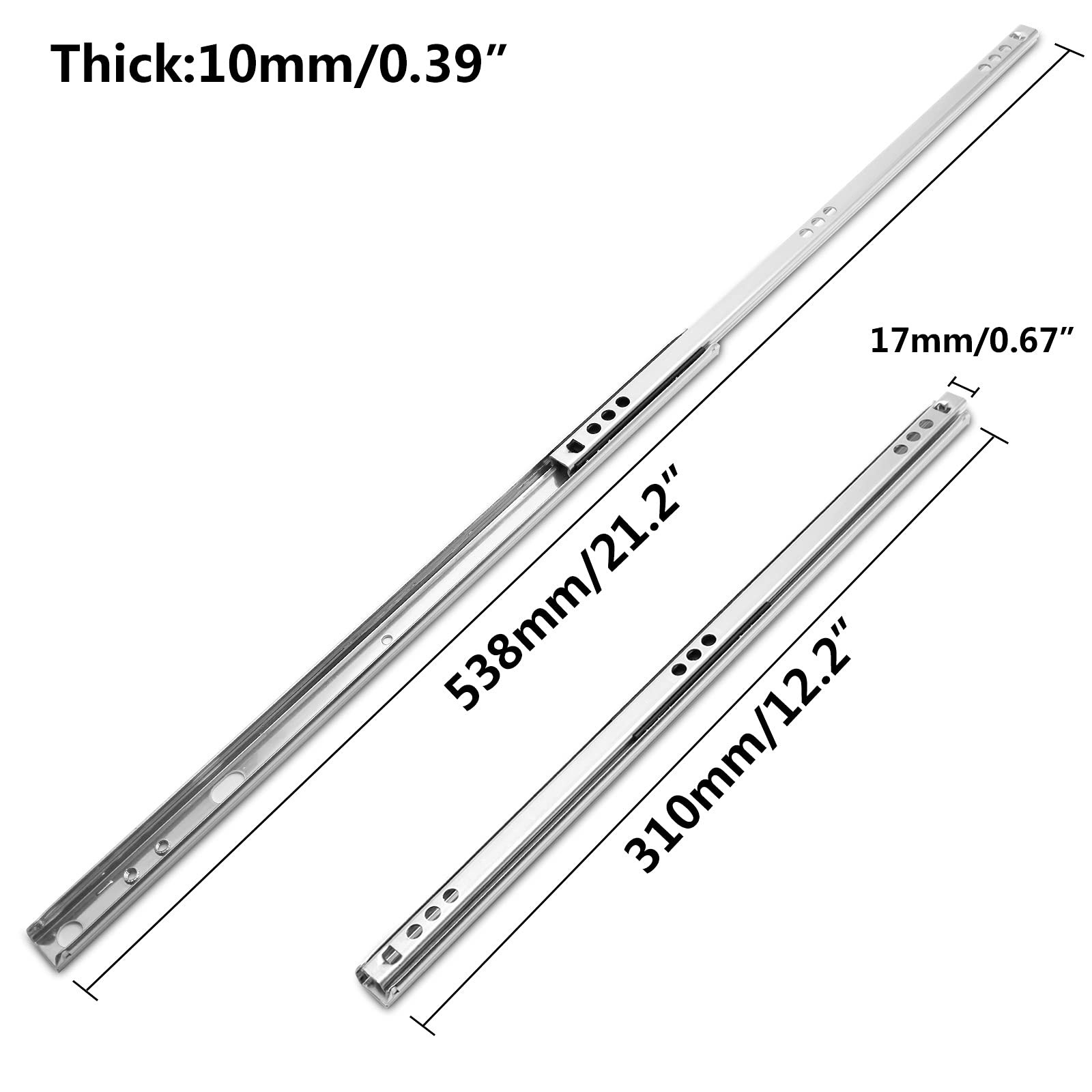 Suiwotin 12 Inch Drawer Slides, Metal Slide Small 12" - 2PCS, Style 1