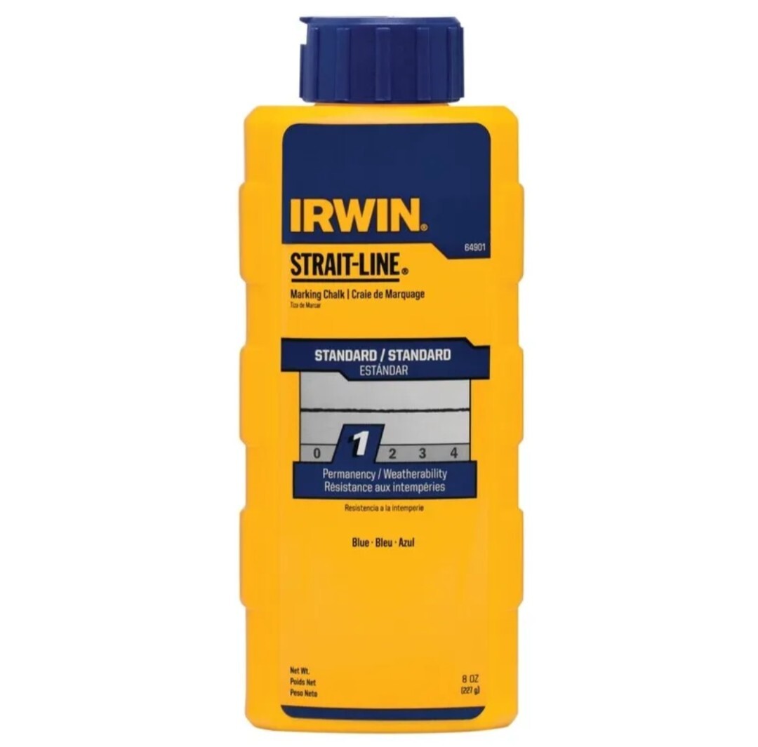 IRWIN Tools STRAIT-LINE Blue Standard Marking Chalk, Pack of 3 4-Ounce Bottles