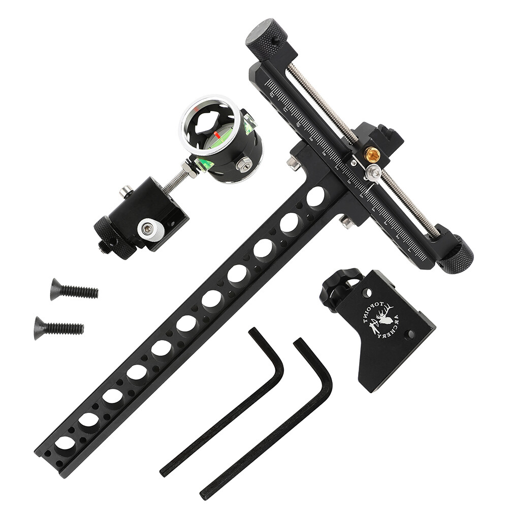 Compound Bow Sight Single Pin 4X Lens 0.059" Micro Adjust Archery Hunting Shoot