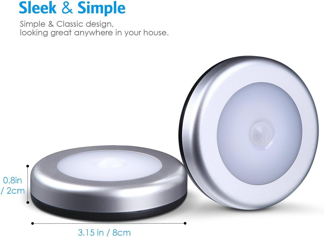 Upgraded 3.15” Motion Sensor Light, Cordless Battery-Powered LED Night Light, St
