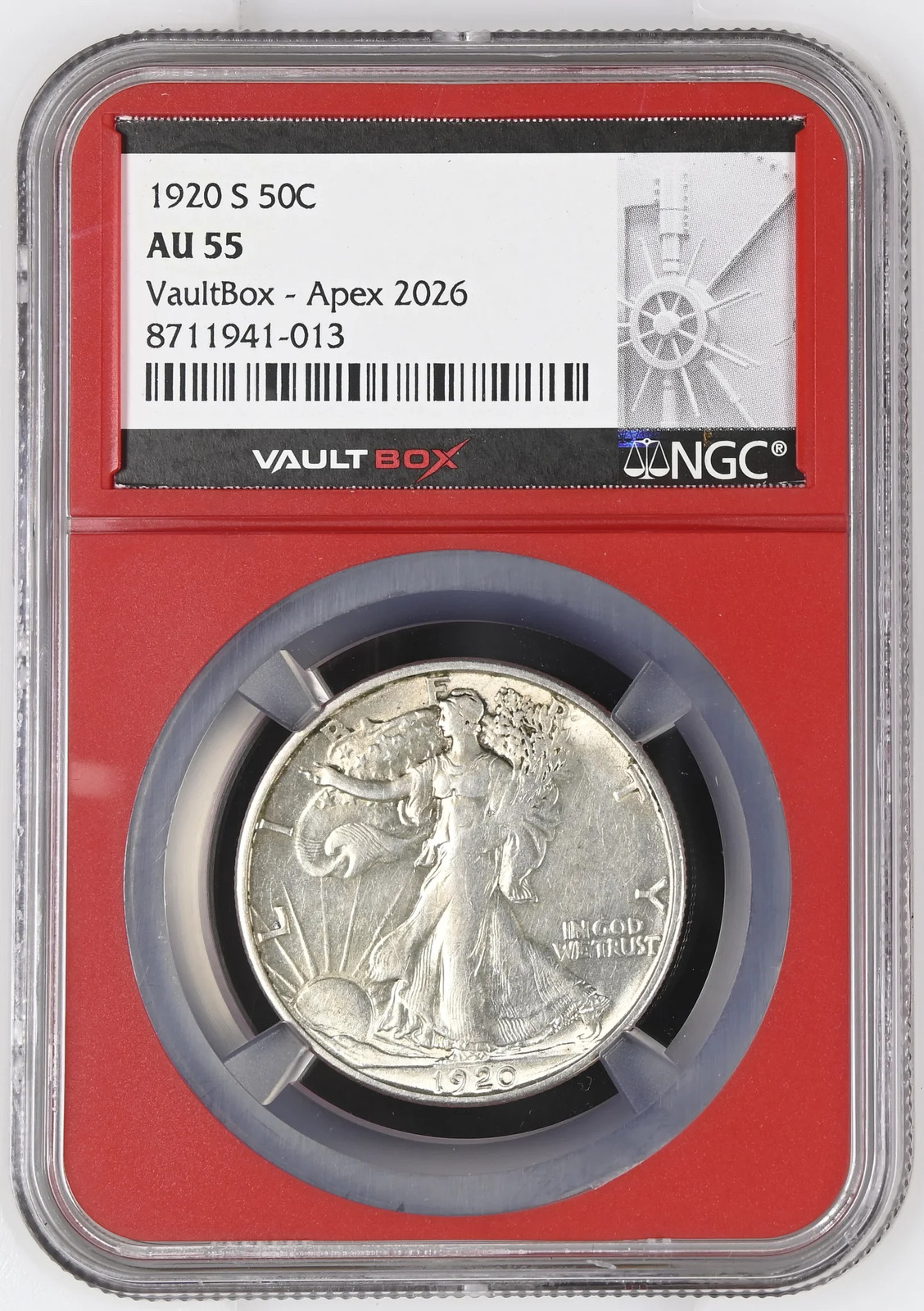 1920 S Half Dollars Liberty Walking NGC AU-55