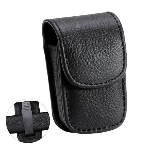 Small Folding Presbyopia Glasses Case, Cowhide Leather Folding for S-black