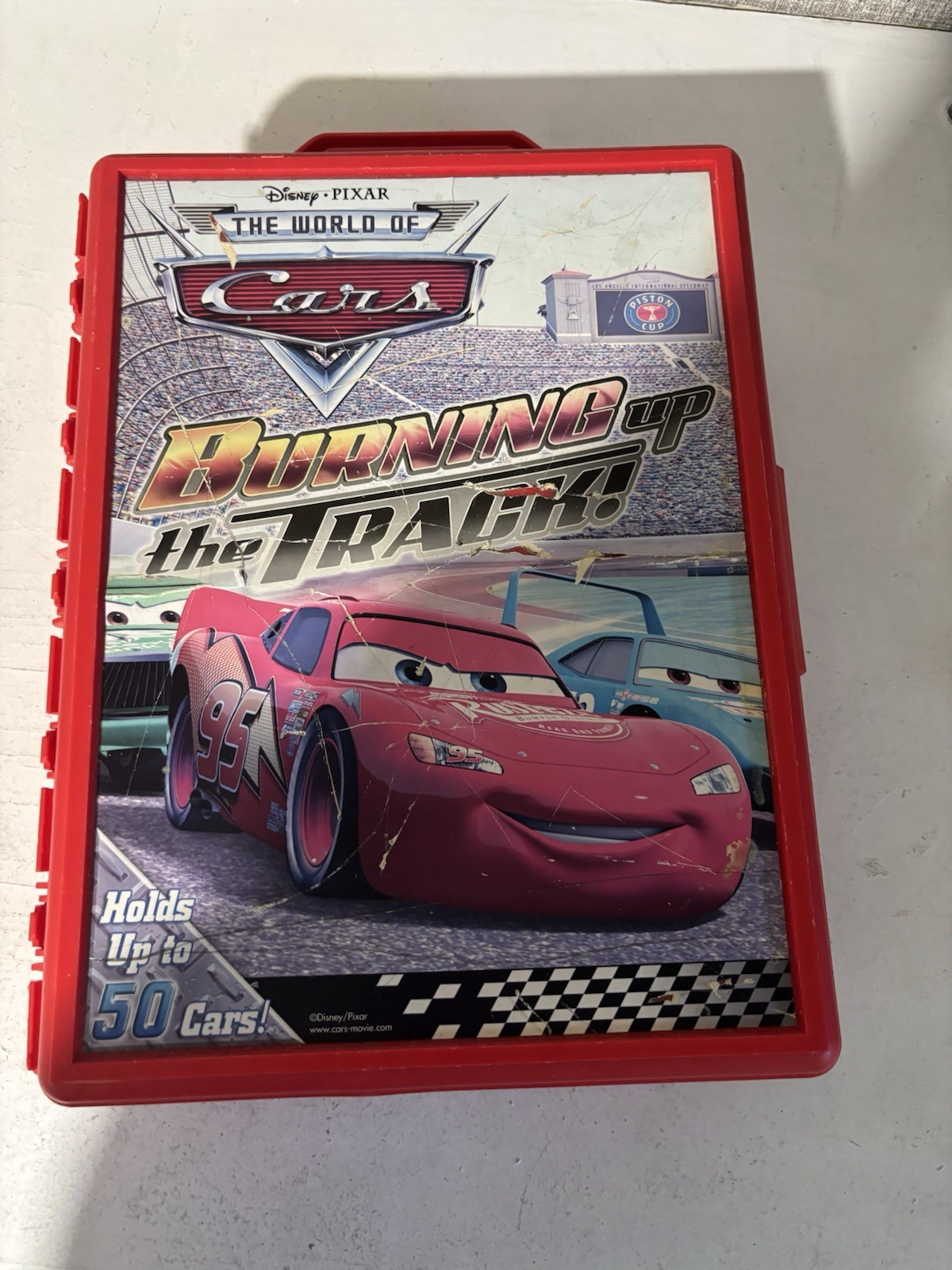 Disney Pixar The World of Cars Burning Up the Track!  50 Car Carrying Case