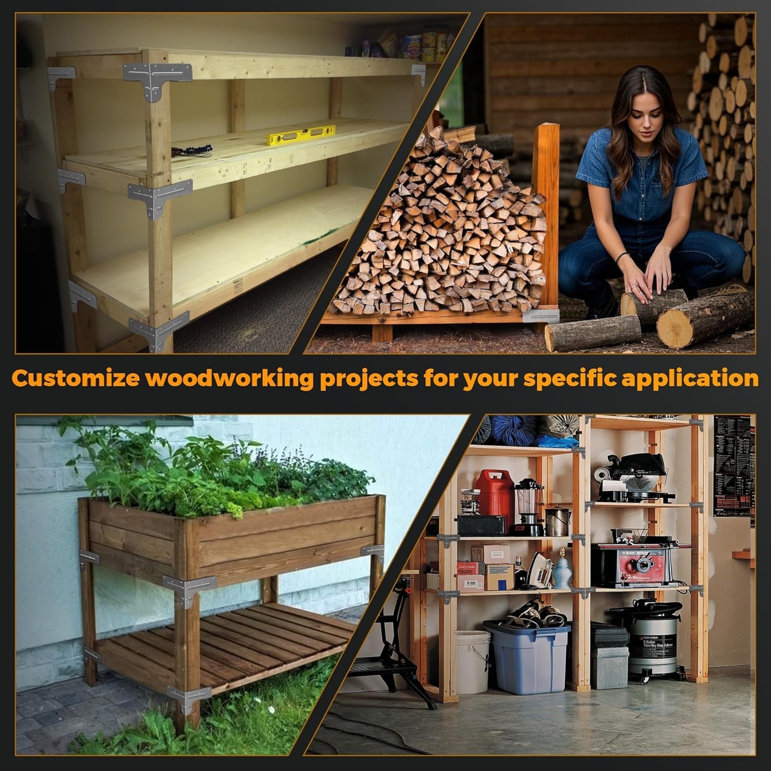 Workbench and Shelving Hardware Kit - Galvanized Steel Workbench Corner Brack...