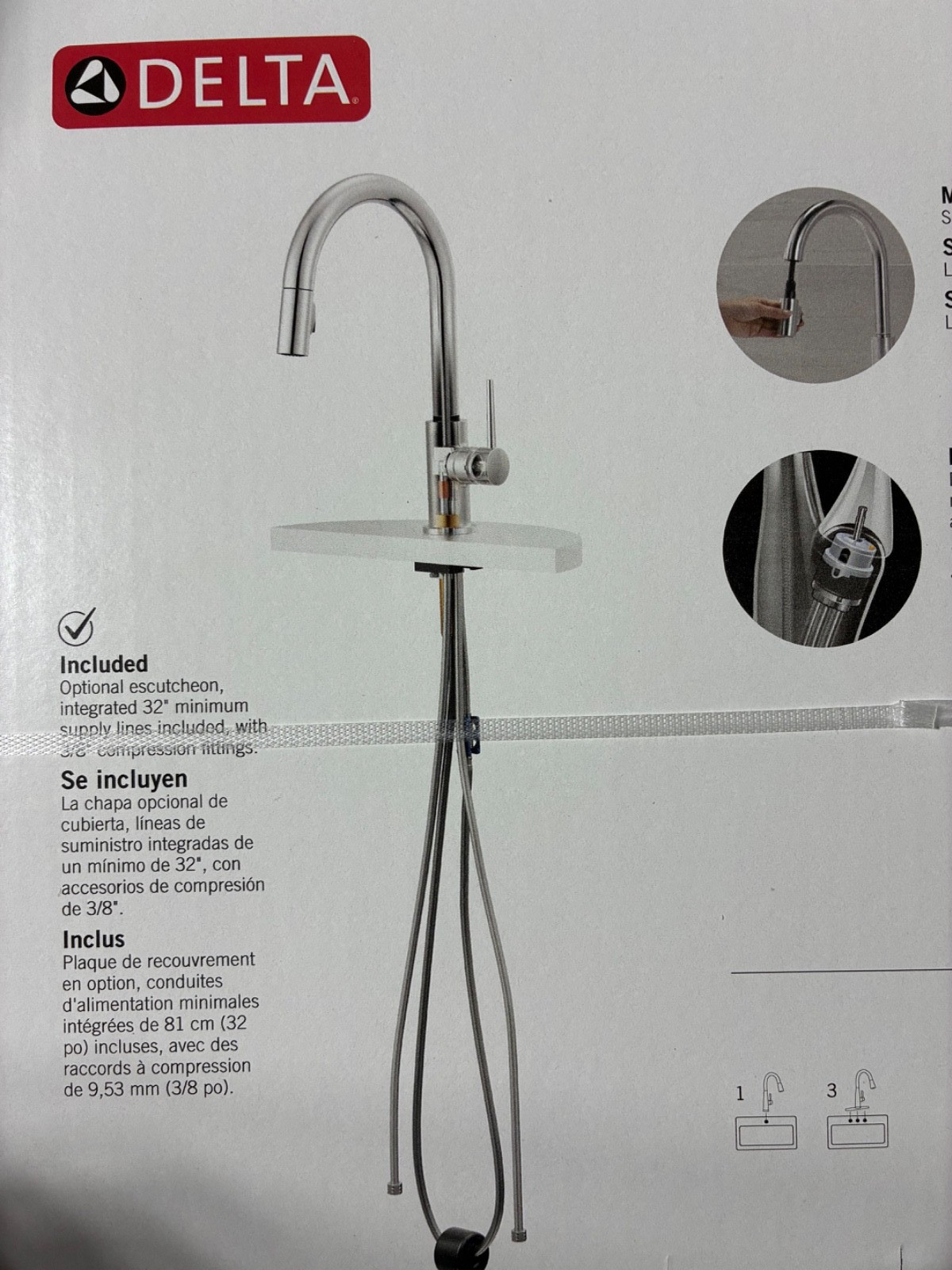 Delta Classic Single Handle Pull Down Sprayer Kitchen Faucet in Stainless Steel