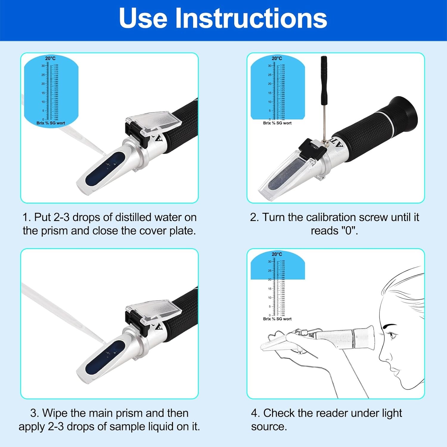 Portable Brix Refractometer with ATC, Accurate Dual Scale Brix Meter Specific